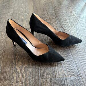 Stuart Weitzman Anny V-Front Black Suede Pumps - Size 8.5M